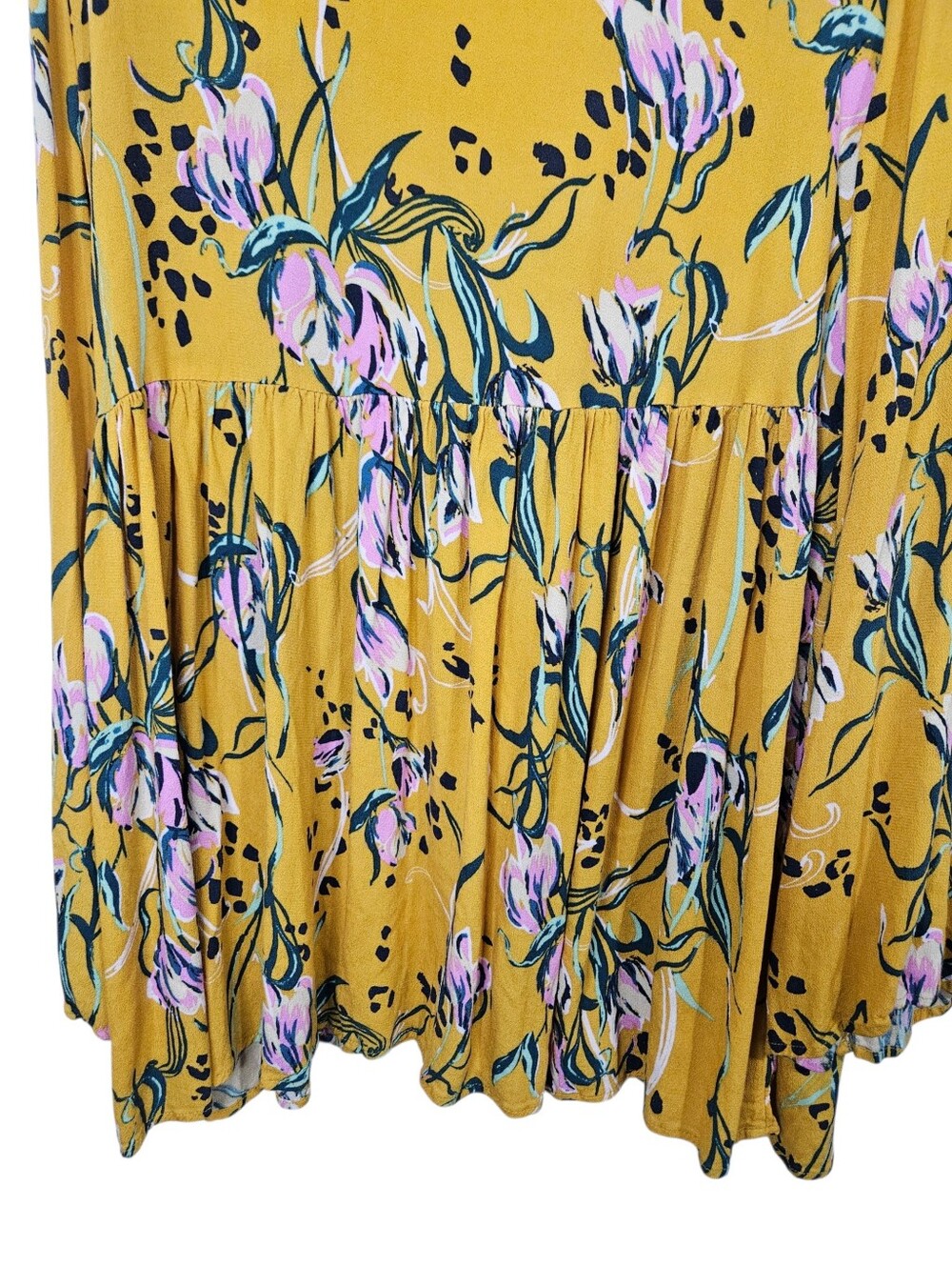 Free People Bella Golden Yellow Floral Print Tunic M - Picture 11 of 15